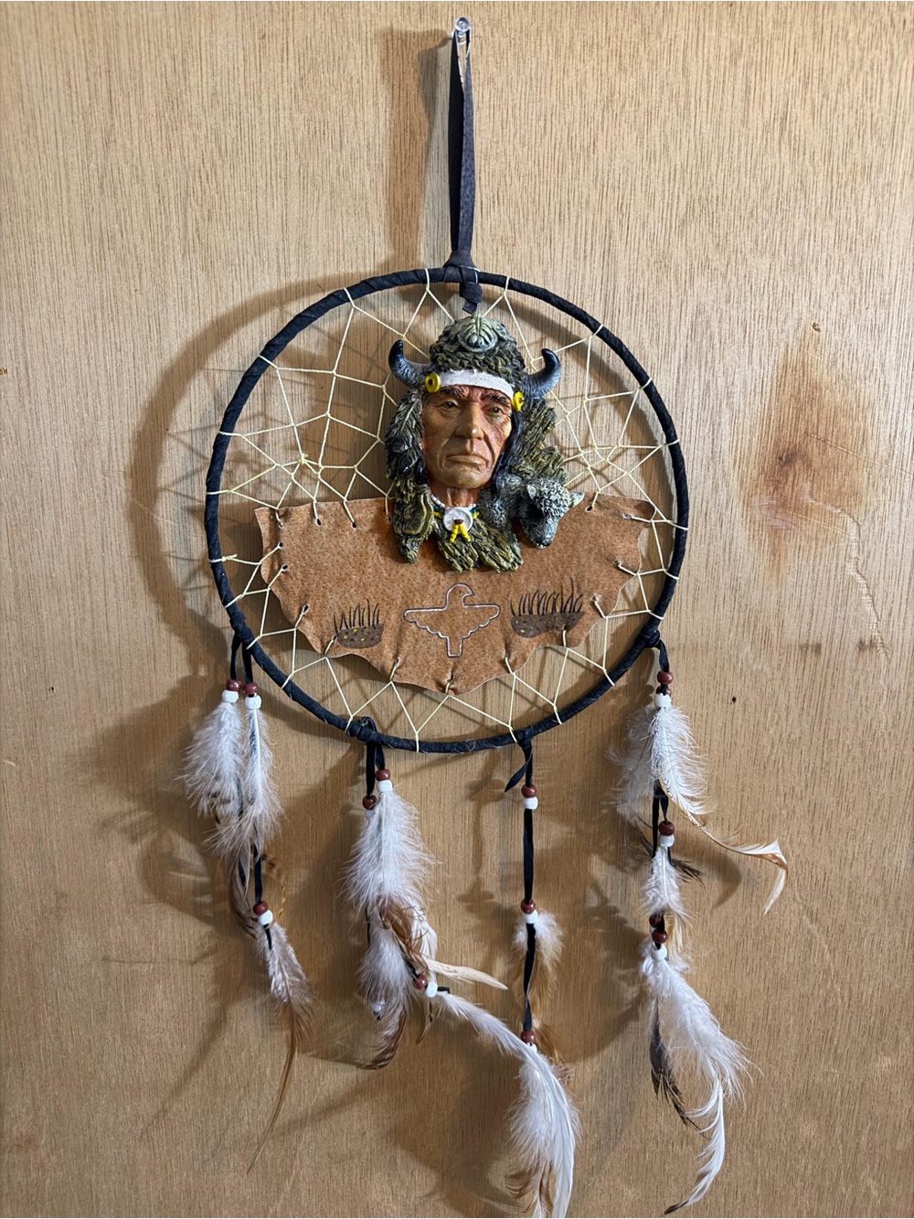 Hand Crafted Brown and White Dreamcatcher Wall Hanging